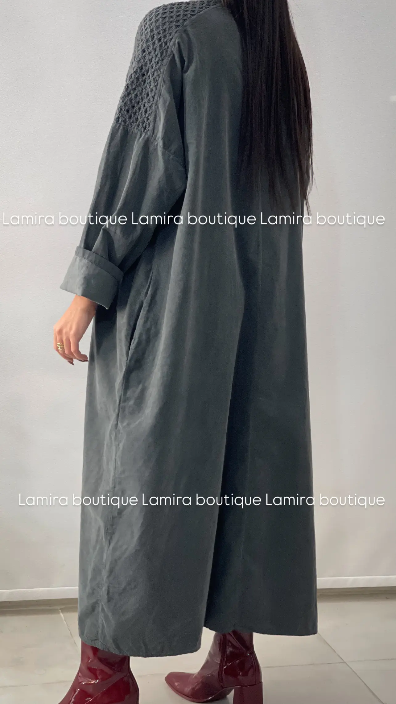 پیراهن مخمل کبریتی ایتالیایی پاییزه طرح تک گل